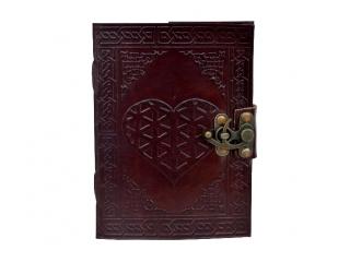 Heart Embossed Leather Journal Instagram Photo Album Handmade paper Coptic Bound with Lock Closure
